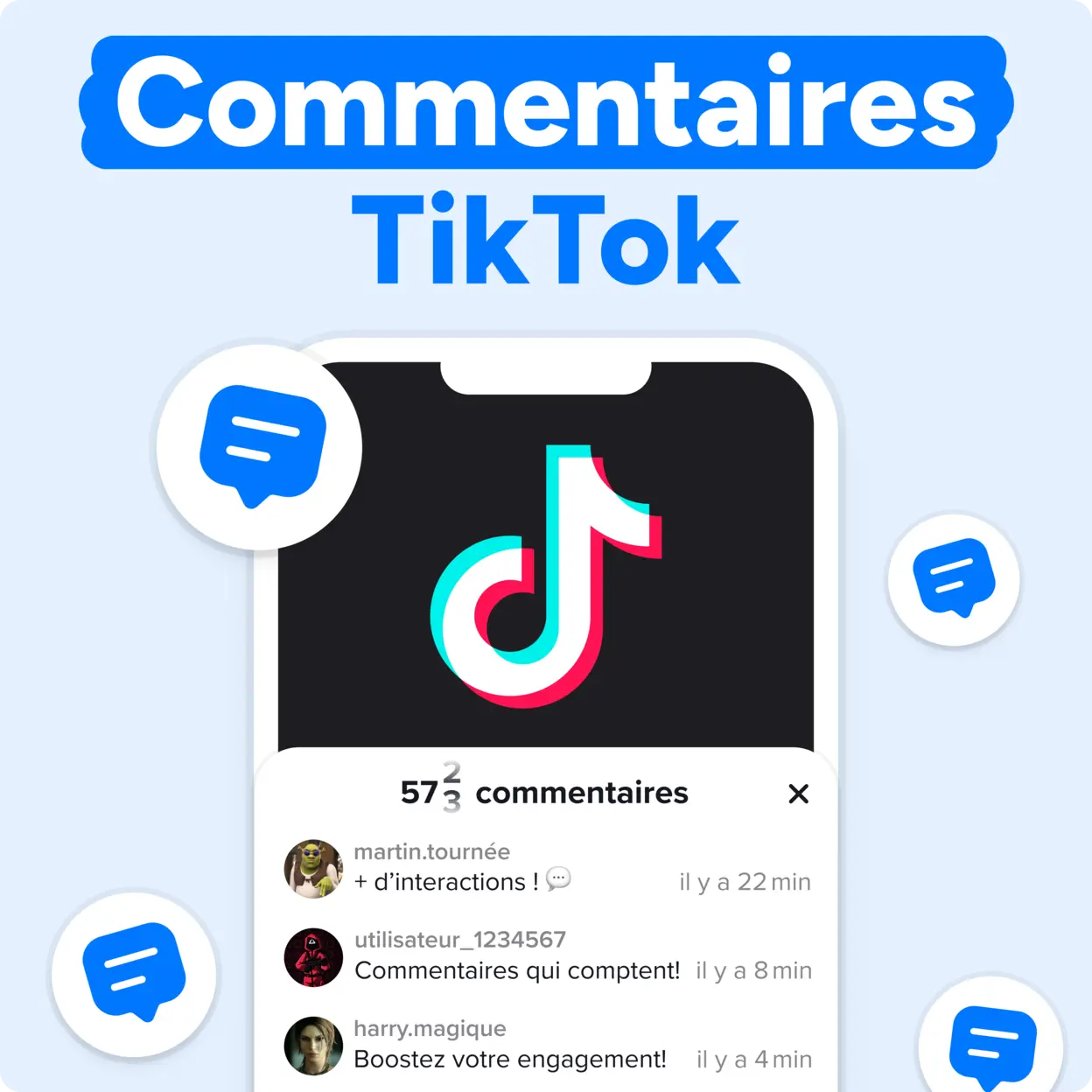 Acheter des commentaires TikTok Mockup